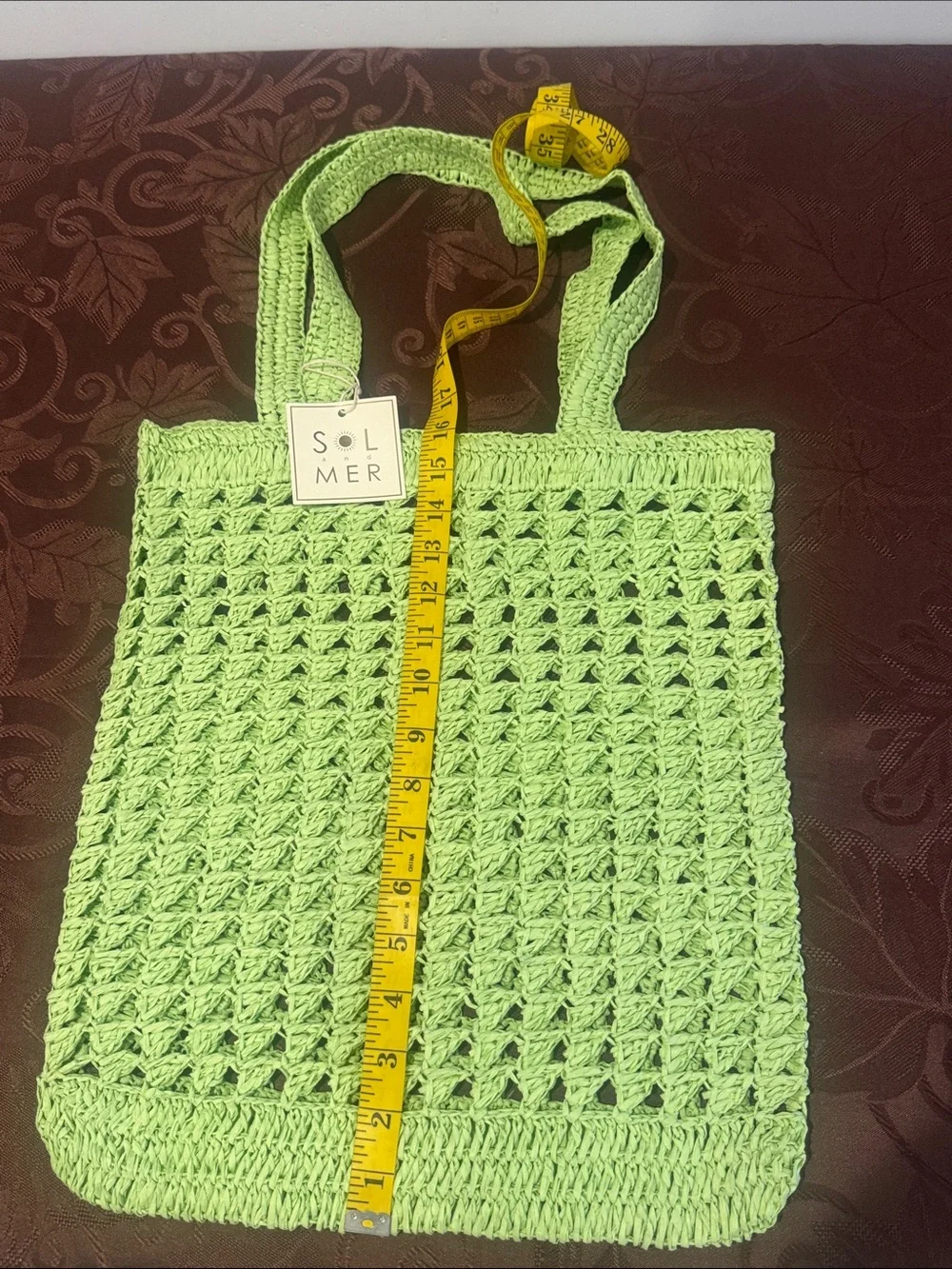 Collection XIIX Lime Green Straw Bag